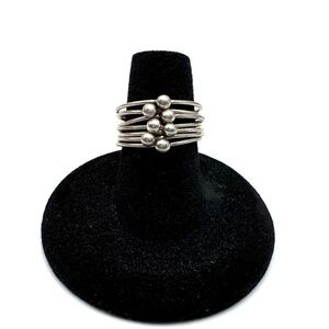 Vintage Taxco Sterling Silver Multi Wire Beaded Ring - Size 7